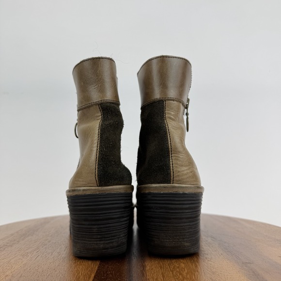 Womens Fly London Multicolor Patchwork Leather Platform Wedge Ankle Boot Size 42 - Picture 6 of 8